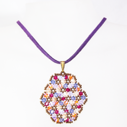 Pendant 65cm - Terence Oval-Purple Suedine - Pendant 65cm - Laiton bronze